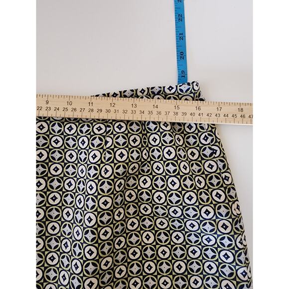 TALBOTS Blue Black Beige Geometric Design Silk Wool Blend Below Knee Skirt SZ 12 - Picture 7 of 8